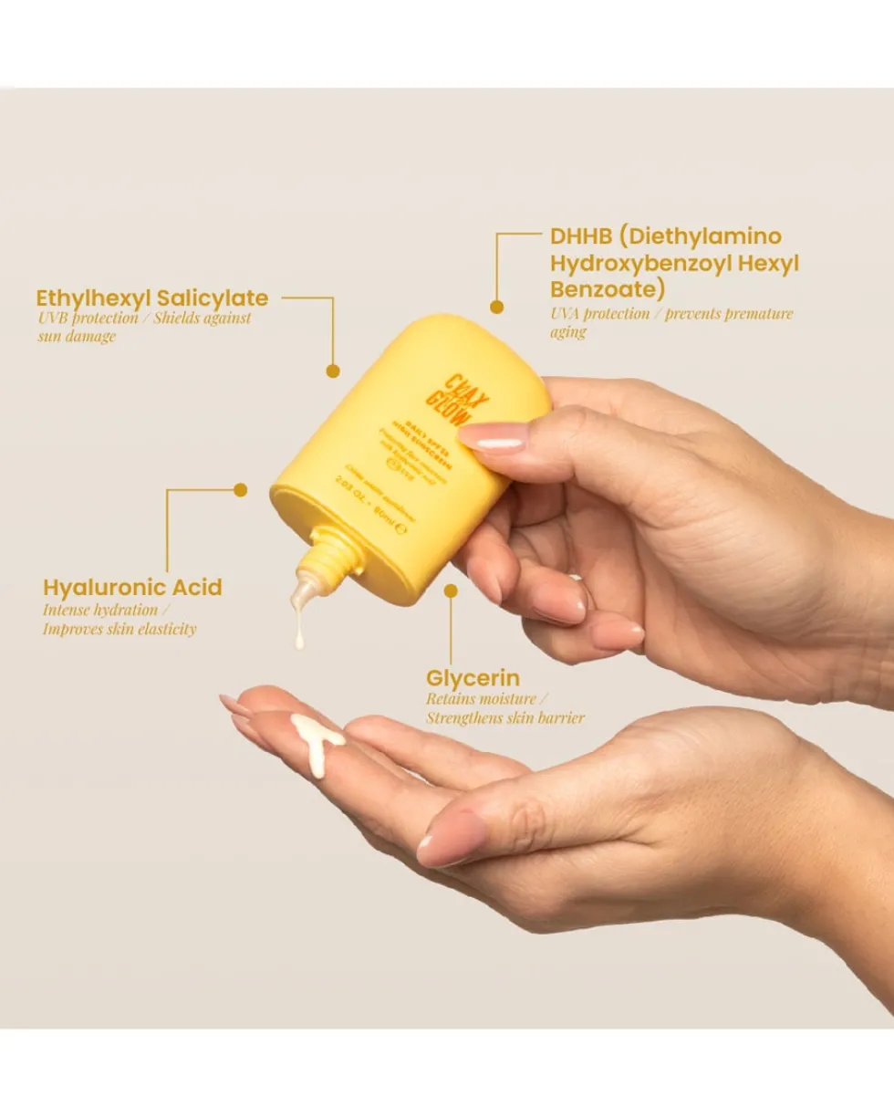 clay and glow daily spf50 high sunscreen Hoge zonnebescherming