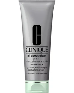 clinique all about clean™ 2-in-1 charcoal mask + scrub HOUTSKOOL MASKER & SCRUB IN 1 - ONTGIFTEND - ALLE HUIDTYPES