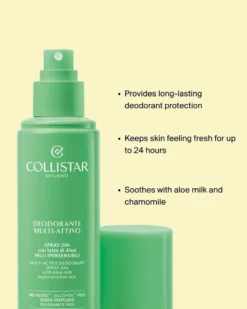 collistar hydra-illuminating Multi-Active Deodorant Spray 24H With Aloe Milk Hypersensitive Skin, Alcohol Free Fragrance Free