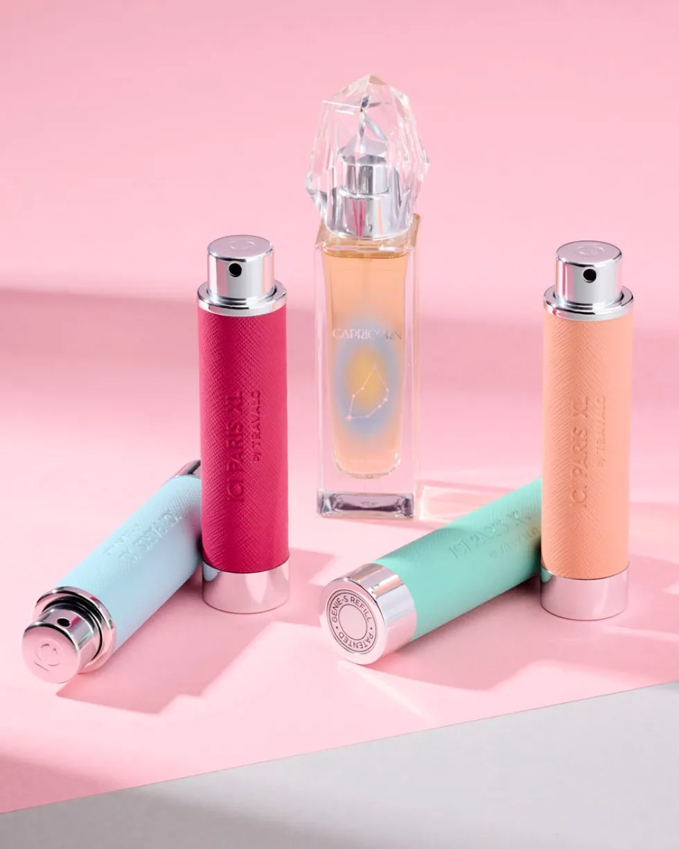 ici paris xl fragance atomizer leather pastel orange Navulbare tasverstuiver