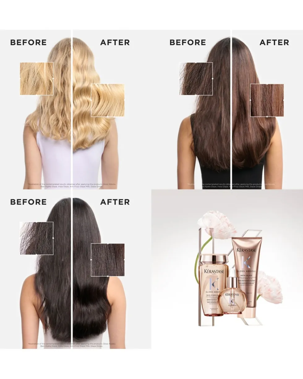 kérastase gloss absolu bain hydra-glaze navulling Anti-frizz shampoo voor lang, pluizig haar