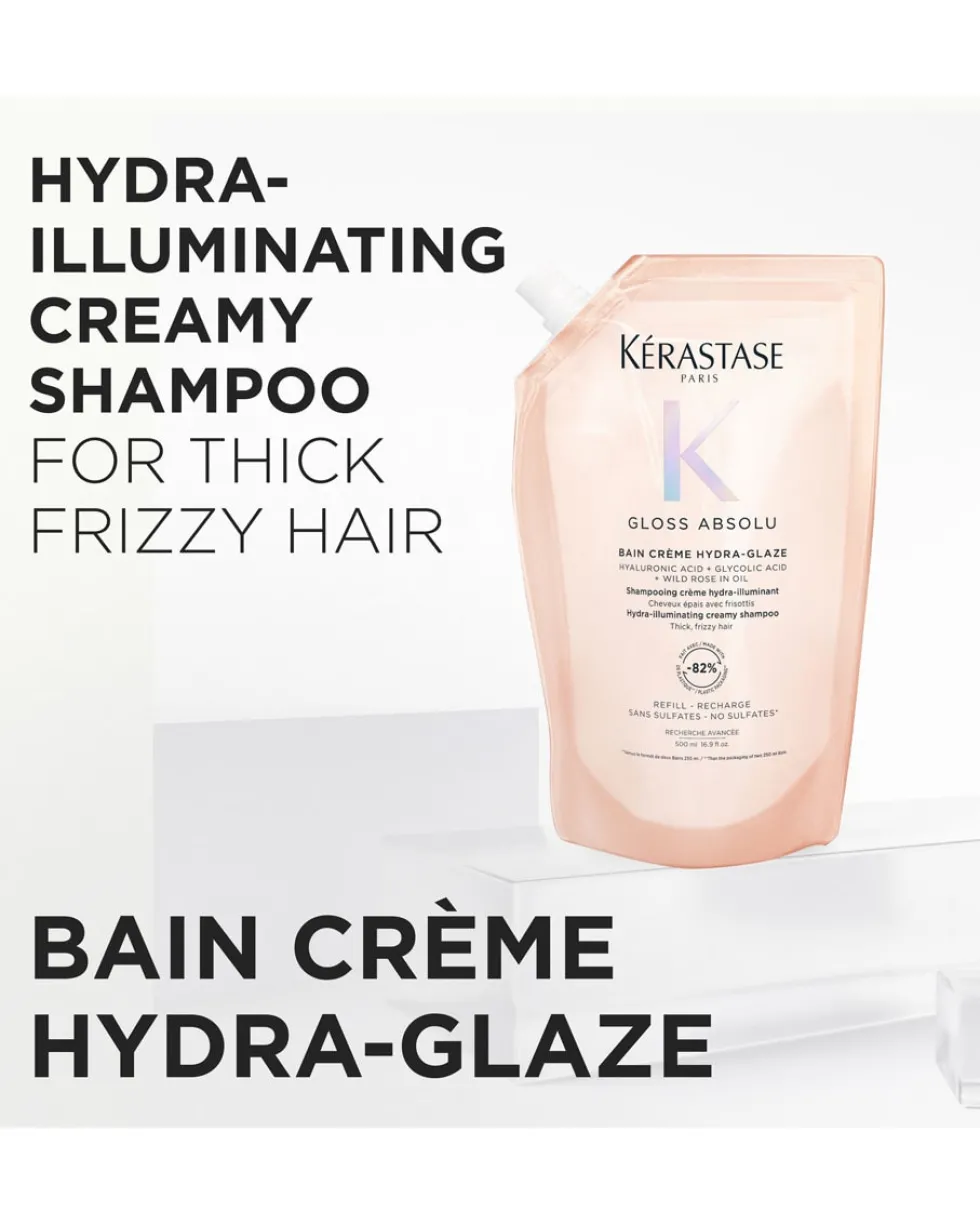 kérastase gloss absolu bain riche crème hydra-glaze navulverpakking Anti-Frizz Shampoo Met Glanseffect - Voor Dik, Pluizig Haar