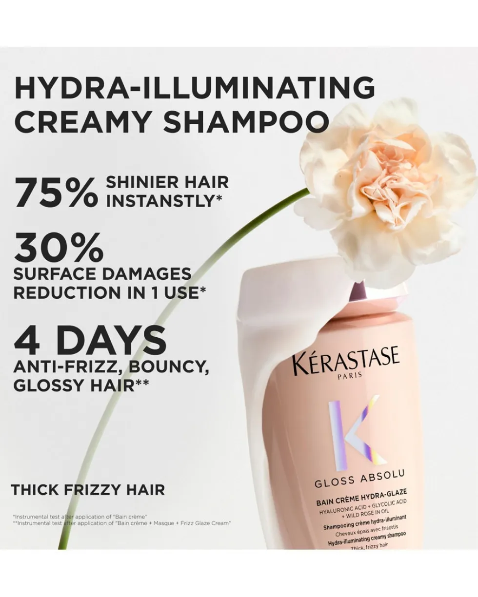 kérastase gloss absolu bain riche crème hydra-glaze navulverpakking Anti-Frizz Shampoo Met Glanseffect - Voor Dik, Pluizig Haar